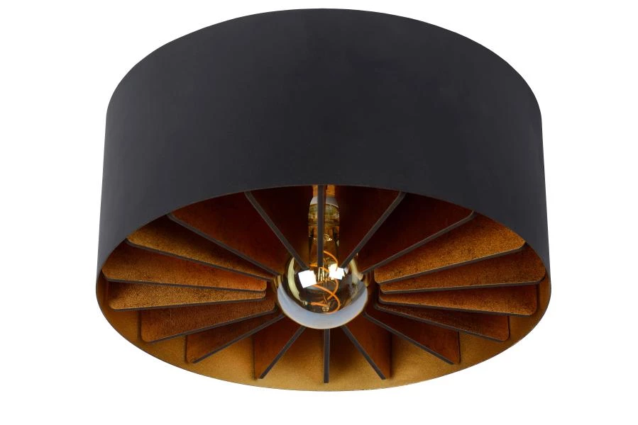 Lucide ZIDANE - Lámpara de techo - Ø 40 cm - 1xE27 - Negro - apagado